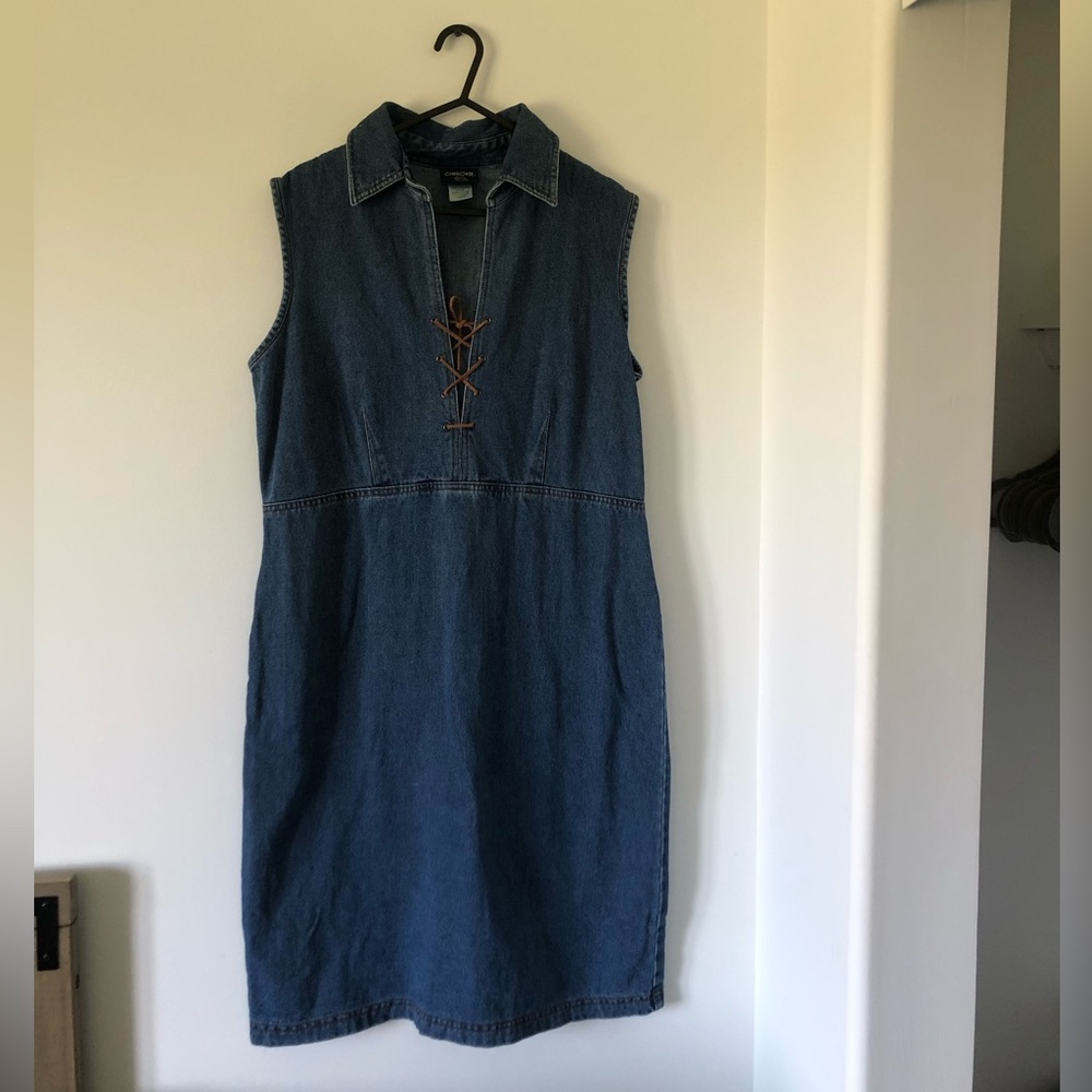 Vintage Sleeveless Denim Western Collared Dress